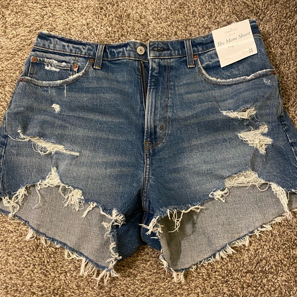 Abercrombie Distressed Curve Mom Jean Shorts